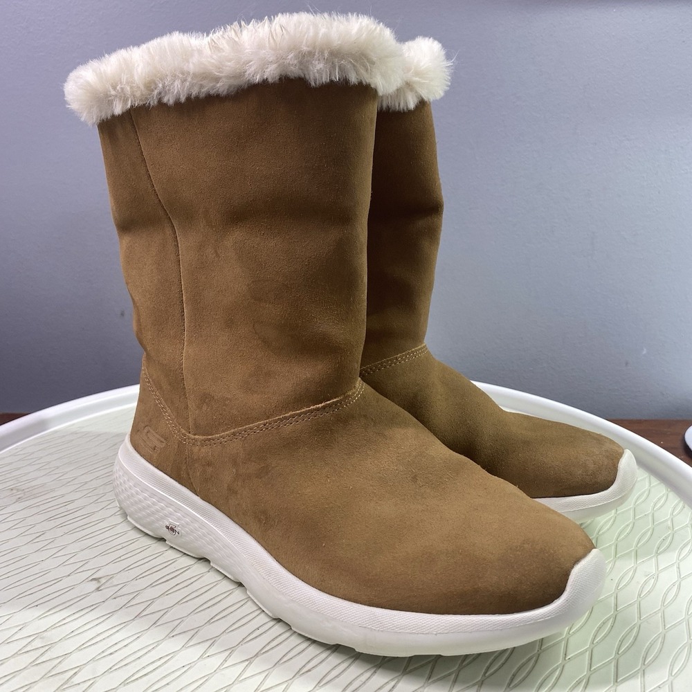 Skechers Gogomat Womens Technology Brown Suede Leather Winter Boots Sz.6.5 EUC